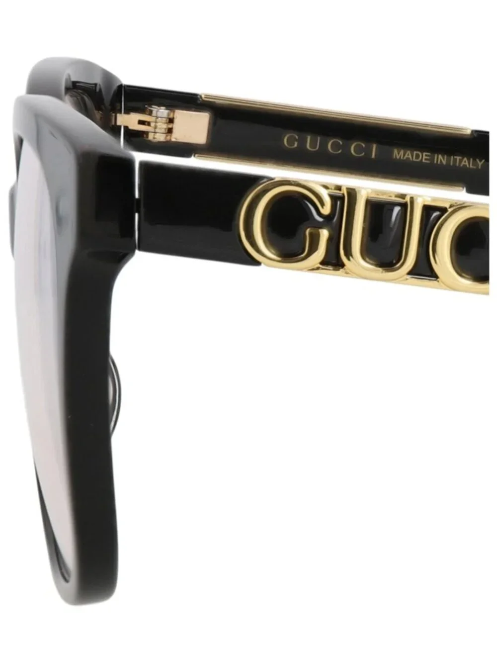 New Gucci Women's Sunglasses Square Rectangle Acetate Frame Black Black